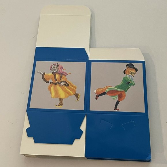 Vtg Nos Victorian Ice Skating Animal Gift Box - Picture 9 of 10